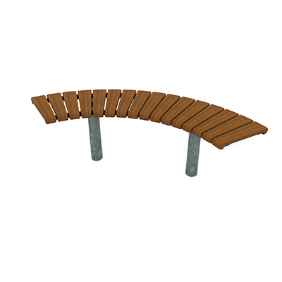 Rendered image on white background of Sofiero curved bench, which can be built like a modular seating area. 